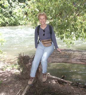 Ann Barbara resting on a Logan log.  
Patience, this 288&times;316 image (48 KB) may take a while to load.